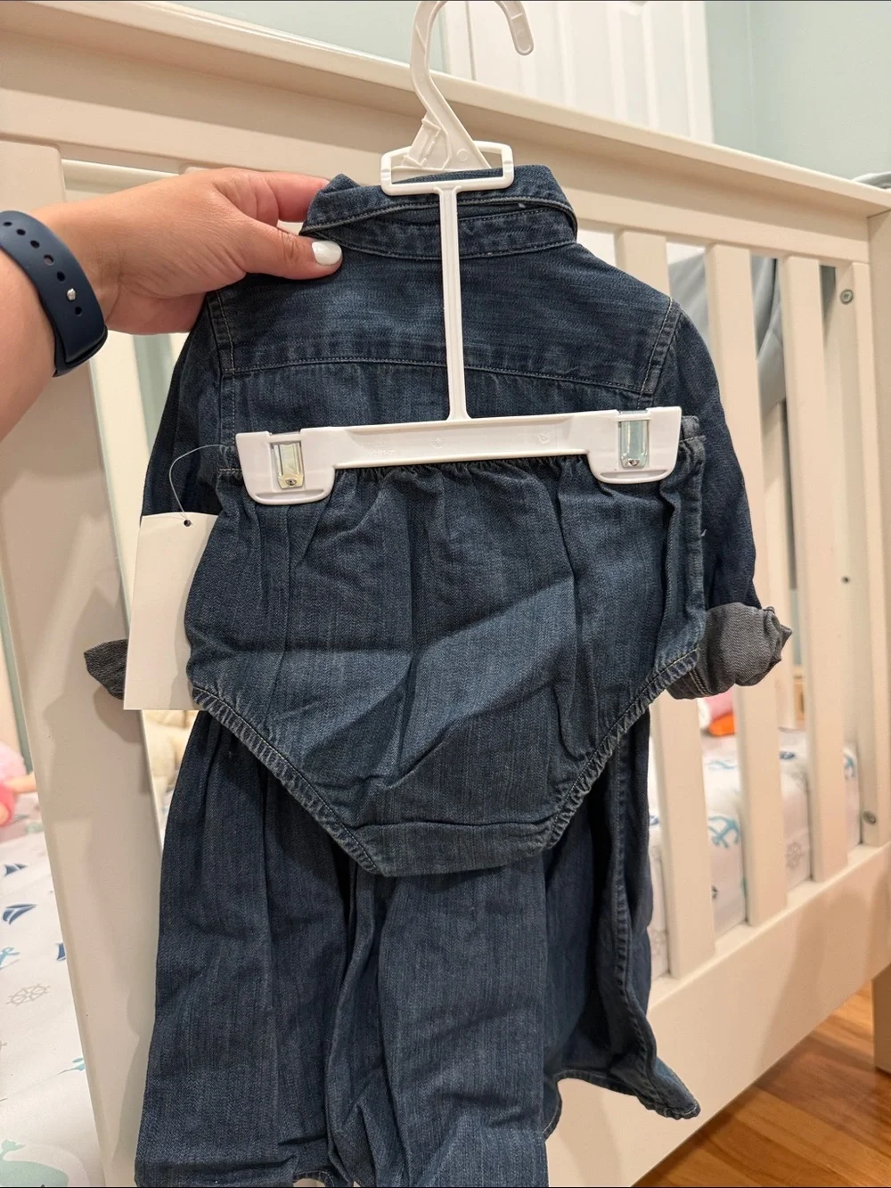 Ralph Lauren Girls Dark Blue Denim Button-Front Dress